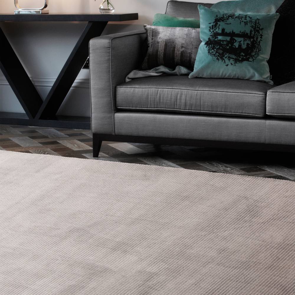 Kuza Plain Stripe Silver Rug