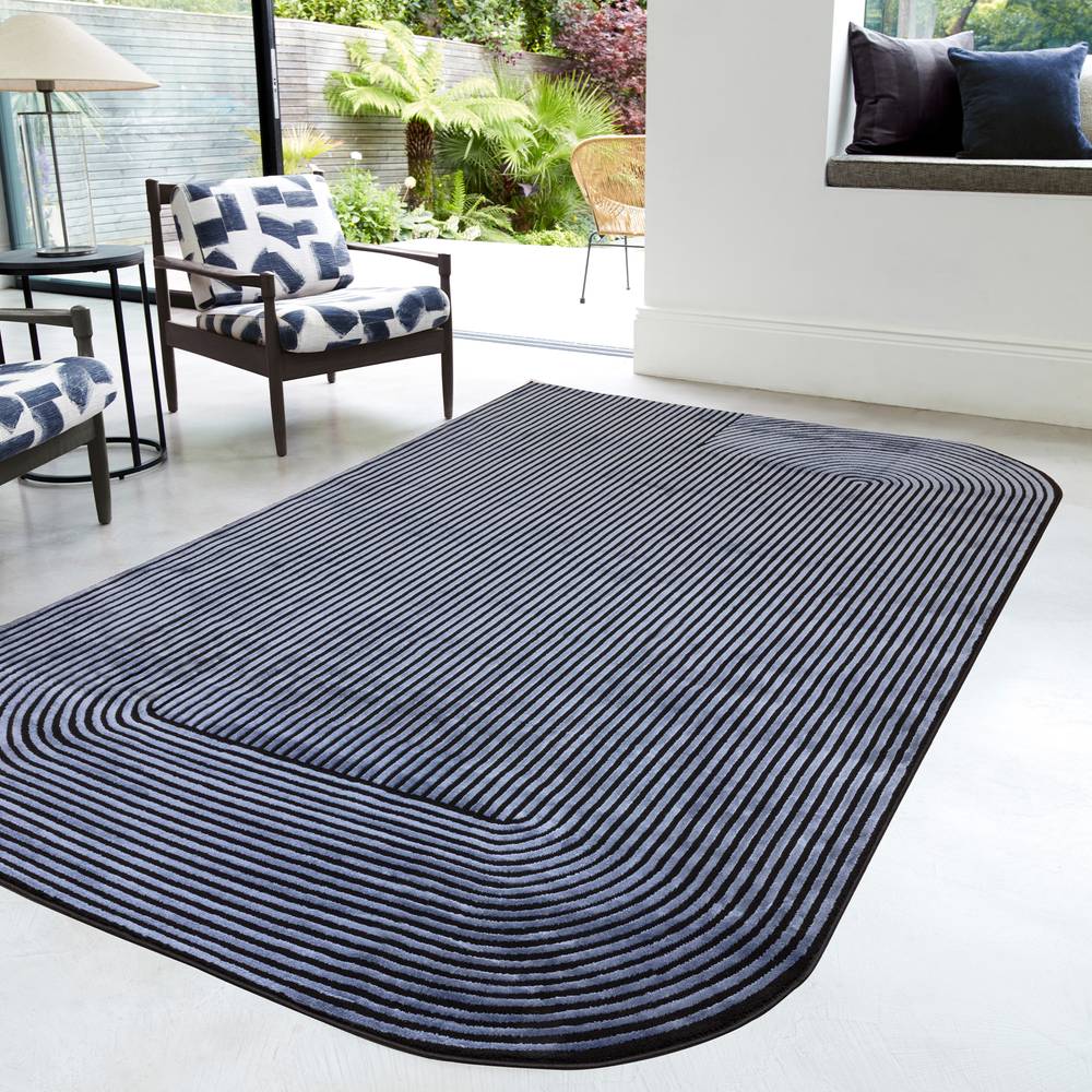 Kuza Shape Black/Navy Rug