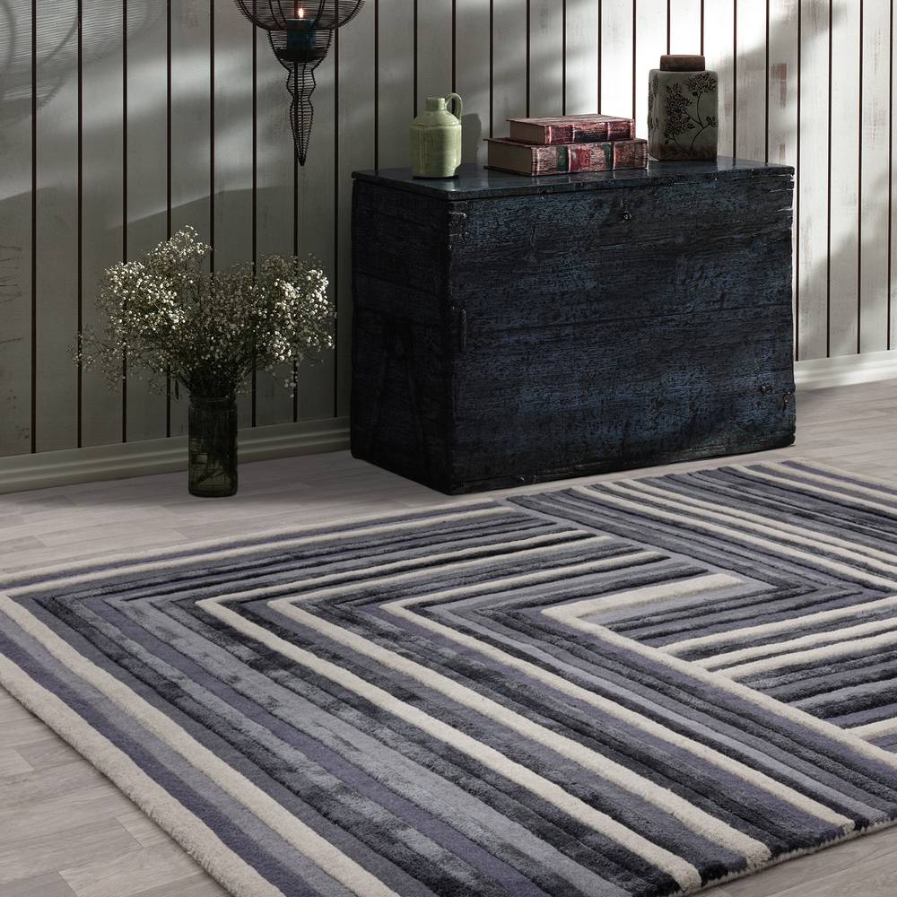 Matrix Network Indigo Rug