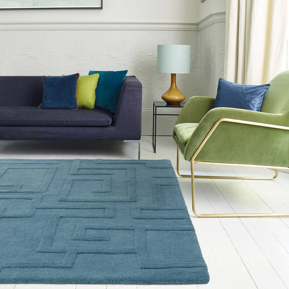 Maze Teal Rug