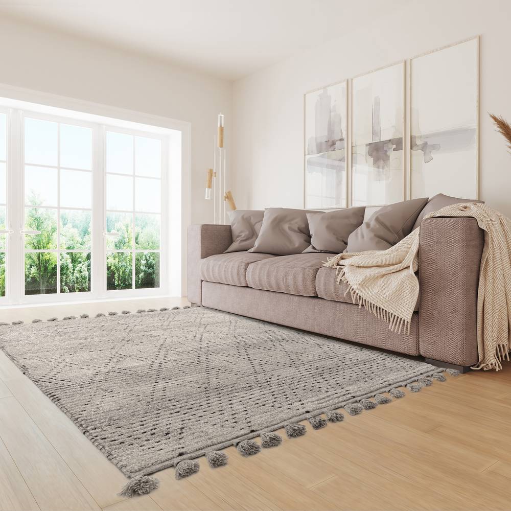 Nepal Grey/Black Diamond Rug