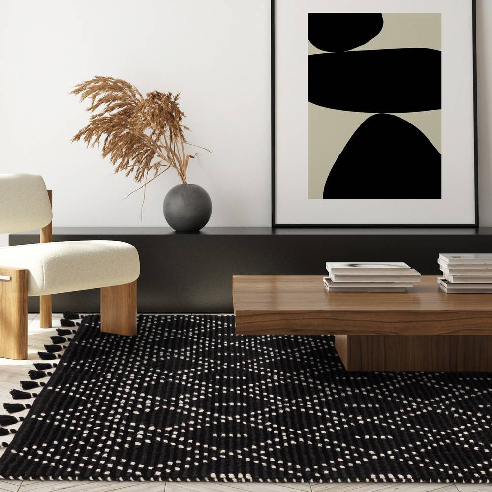 Nepal Black/Cream Diamond Rug