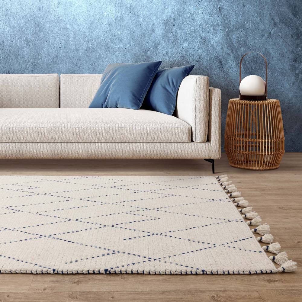 Nepal Cream/Blue Linear Rug
